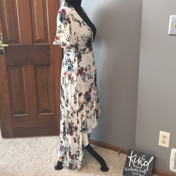 Plums and teal colors high low dress - Picture 3 of 7